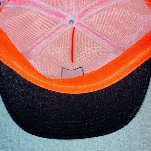 NOS Vintage Ducks Unlimited Snap Back Foam Hat Neon Orange Embroidered Hat Cap - Picture 7 of 8